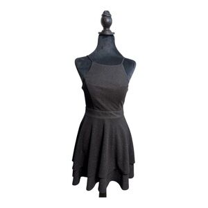 Trixxi Black sparkly Y2K cocktail homecoming skater skirt lace dress size S